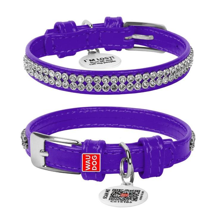 WAUDOG Glamour Halsband Leder Paars XXS Nek 18-21 cm KOOPJE!, Dieren en Toebehoren, Hondenhalsbanden en Penningen, Nieuw, Ophalen of Verzenden