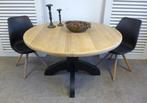 Prachtige zwarte ronde uitschuifbare eiken eettafel 120-160, Huis en Inrichting, Tafels | Eettafels, Ophalen, 200 cm of meer, 50 tot 100 cm