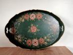 Ovaal houten dienblad met bloemen beschildering, Huis en Inrichting, Woonaccessoires | Dienbladen, Ophalen of Verzenden, Gebruikt