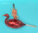 Vintage oude antieke kerstbal vogel met glasvezel staart, Verzenden