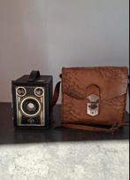 Vintage Agfa Boxcamera met lederen tas, Ophalen of Verzenden, Gebruikt, Compact, Overige Merken
