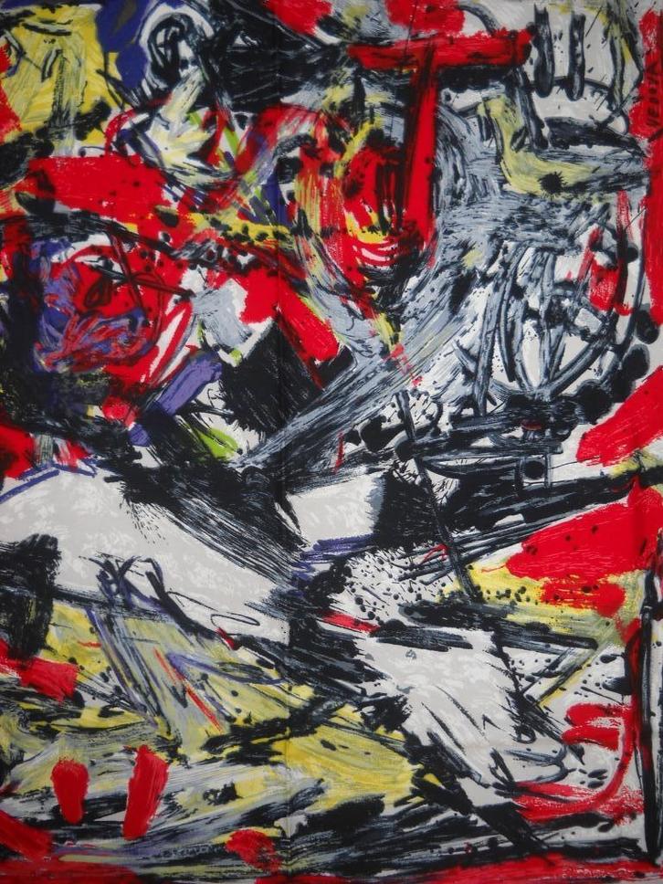 Emilio Vedova Silkscreen op textiel uit 1959 nr 258/500, Antiek en Kunst, Kunst | Schilderijen | Abstract, Verzenden