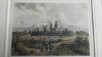 handgekleurde staalgravure stad Delft, vanaf dorp Den Hoorn?, Antiek en Kunst, Kunst | Etsen en Gravures, Ophalen of Verzenden