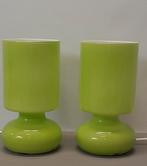 2 stuks vintage Ikea tafellampen handgemaakt groen glas, Ophalen of Verzenden, Zo goed als nieuw, Glas, Minder dan 50 cm