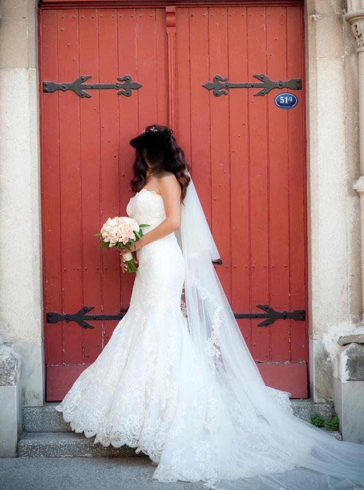 Zeemeermin designer trouwjurk van Enzoani, Kleding | Dames, Trouwkleding en Trouwaccessoires, Zo goed als nieuw, Trouwjurk, Wit