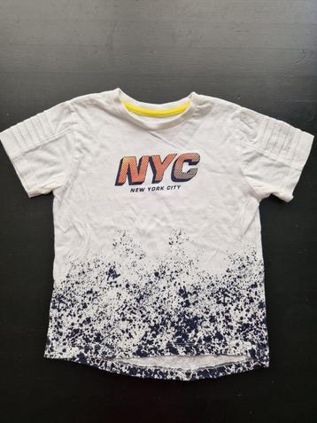 Tshirt wit/blauw, korte mouw - maat98 beschikbaar voor biedingen
