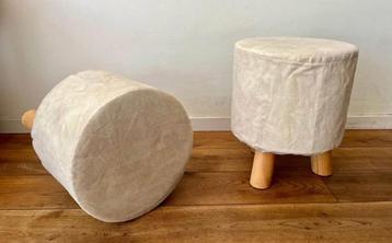 Creativ Company 3-poot kruk stof, hout beige beschikbaar voor biedingen