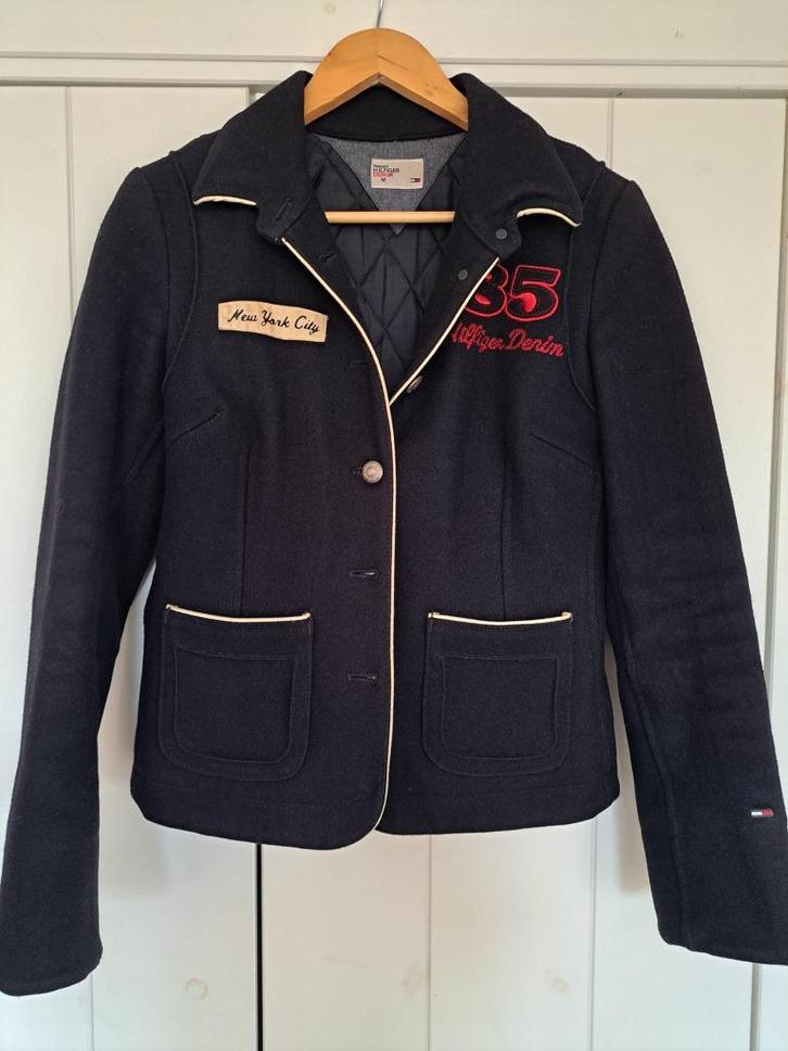 Tommy Hilfiger (M) jasje gevoerd wol getailleerd z.g.a.n., Kleding | Dames, Jassen | Winter, Gedragen, Maat 38/40 (M), Zwart, Ophalen of Verzenden