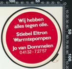 Sticker: Jo van Dommelen - Stiebel Eltron Warmtepompen, Verzamelen, Ophalen of Verzenden, Zo goed als nieuw, Bedrijf of Vereniging