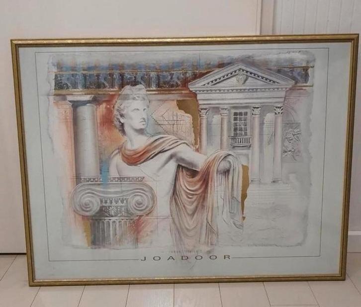 JAODOOR Kunstwerk 64x84 cm met bladgoud, Antiek en Kunst, Kunst | Tekeningen en Foto's, Ophalen