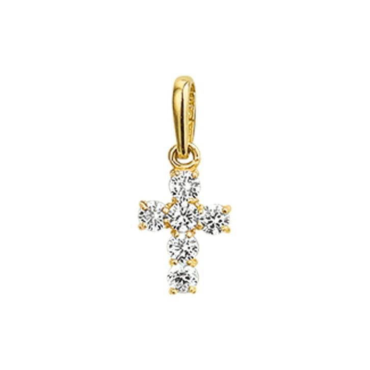 Gouden Kruis hangertje met zirkonia - 14 karaat goud, Sieraden, Tassen en Uiterlijk, Kettinghangers, Nieuw, Goud, Goud, Kruis of Symbool