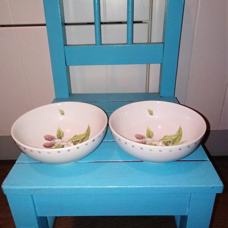 Marjolein Bastin frambozenschaaltjes wildflowers 2 stuks, Huis en Inrichting, Keuken | Servies, Gebruikt, Schaal of Schalen, Overige stijlen