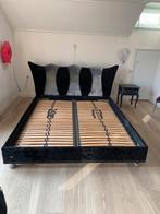 Bretz bedombouw zwarte/zilverkleurige stof 160x200, Huis en Inrichting, Ophalen, Bretz stijl, Gebruikt, Zwart