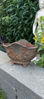 Gietijzeren brocante tuinvaas jardinière bloembak, Ophalen of Verzenden