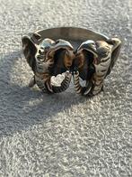 Zilveren (925) ring met 2 olifanten, Gebruikt, Ophalen of Verzenden, Dame, Zilver