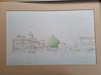 Aquarel IJlsterkade/Kolk in Sneek, Antiek en Kunst, Kunst | Schilderijen | Klassiek, Ophalen of Verzenden
