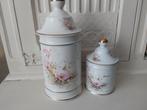 limoge france porcelaine potten 2 stuks motief"pioenroos", Antiek en Kunst, Antiek | Porselein, Ophalen of Verzenden