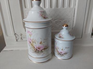 limoge france porcelaine potten 2 stuks motief"pioenroos" beschikbaar voor biedingen