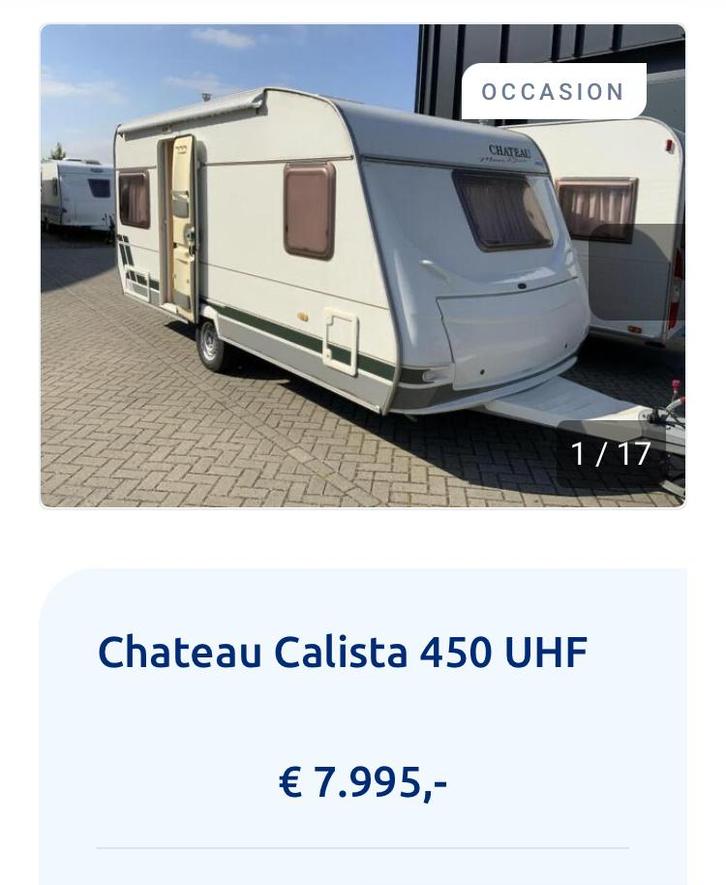 Zeer nette Caravan | Chateau Calista 450 | Bouwjaar 2003 |, Caravans en Kamperen, Caravans, Particulier, tot en met 4, 750 - 1000 kg