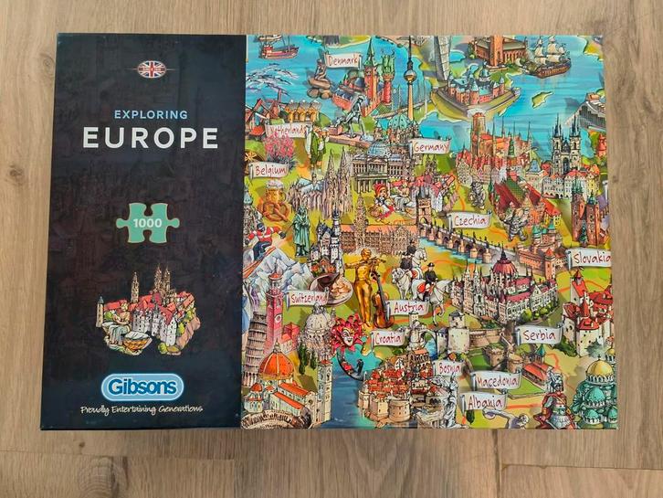 Exploring Europe, gibsons puzzel 1000 stukjes, Hobby en Vrije tijd, Denksport en Puzzels, Gebruikt, 500 t/m 1500 stukjes, Ophalen of Verzenden