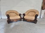 2 italiaanse barok fauteuils met inlegwerk, Huis en Inrichting, Fauteuils, Ophalen, Gebruikt, Onbekend, Onbekend