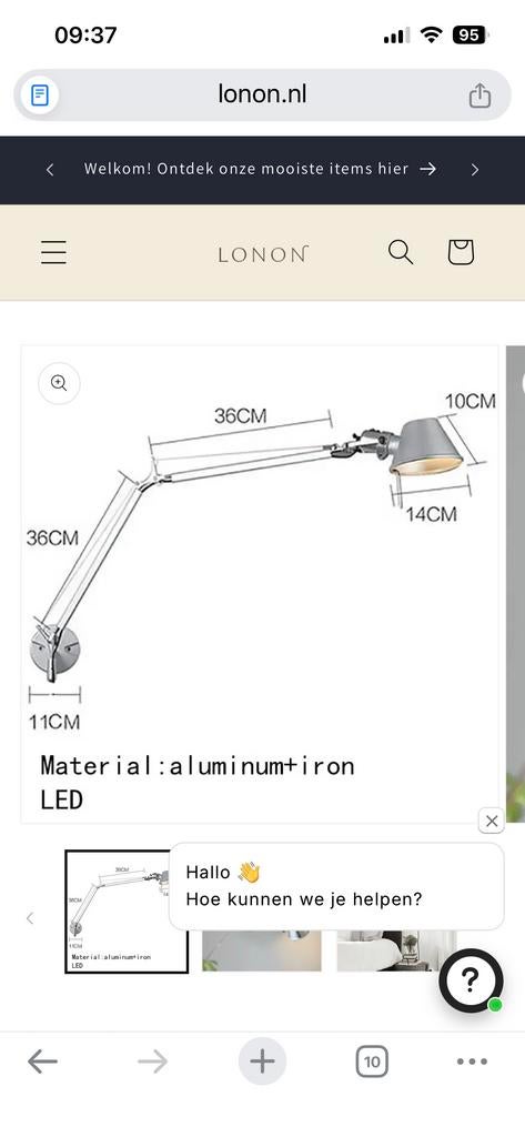 Artemide Tolomeo Wandlamp E14 Fitting, Huis en Inrichting, Ophalen, Gebruikt, Metaal