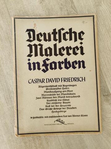 Antieke map met 10 kleurenprints van Caspar David Friedrich  beschikbaar voor biedingen