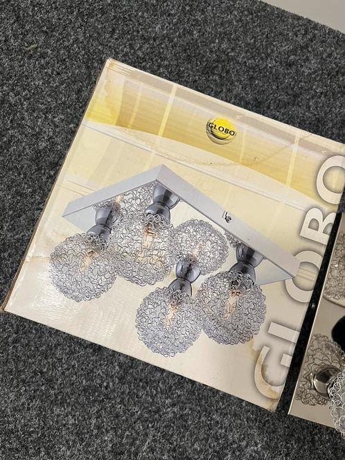 Globo twee wandlampen chrome led lamp, Huis en Inrichting, Lampen | Plafondlampen, Nieuw, Metaal, Ophalen of Verzenden