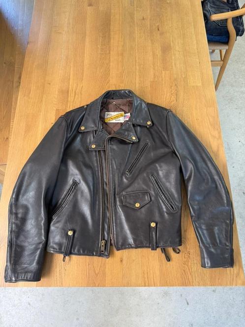 Schott Perfecto 115 Biker Jacket Bruin maat 40 Vintage Leath, Motoren, Kleding | Motorkleding, Jas | leer, Dames, Heren, Tweedehands