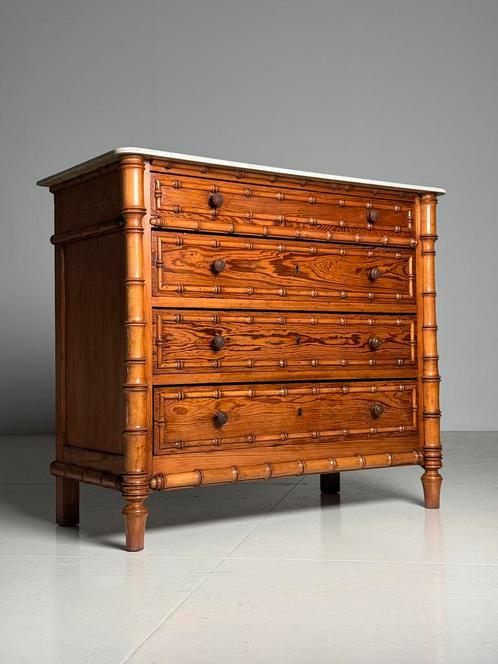Faux Bamboo commode ladekast antiek Frankrijk, Huis en Inrichting, Kasten | Ladekasten, Gebruikt, Minder dan 100 cm, 25 tot 50 cm