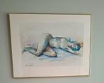 Aquarel 100x76 cm van Annelies Hoek naakte vrouw, Antiek en Kunst, Kunst | Schilderijen | Modern, Ophalen