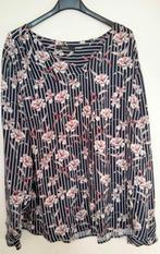 ZGAN top Bonita 46 blauw met streep en bloemmotief, Blauw, Maat 46/48 (XL) of groter, Bonita, Ophalen of Verzenden