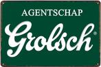 Blikken AGENTSCHAP GROLSCH retro reclame wandbord, Nieuw, Reclamebord, Plaat of Schild, Grolsch, Verzenden