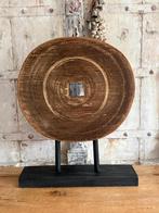 Origineel oud wiel op standaard - India - 57 cm hoog!, Ophalen of Verzenden