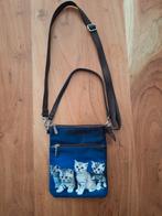 Schattig schoudertasje met kattenprint, Ophalen, Zo goed als nieuw, Blauw, Schoudertasje