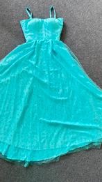 Blauwe avondjurk met blauwe parels, maat S, Ophalen, Nieuw, Blauw, Onder de knie