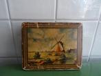 Antiek oud blik Hollands landschap met molen, Verzamelen, Ophalen, Gebruikt, Overige