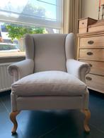 Volledig opnieuw gestoffeerde oorfauteuil grijs - ecru, Ophalen, Zo goed als nieuw, Stof