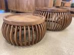 LEEGVERKOOP SALONTAFEL SET VAN 2 ROND MANGO CHEFMEUBEL 389, Ophalen, Bruin, Nieuw, Modern