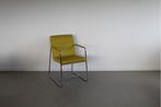 2x Leolux Spring Eetkamer Stoel Orchid Okergeel Leer -Chroom