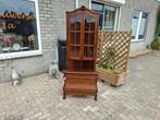 massief eiken vintage antieke hoekvitrinekast, Antiek en Kunst, Ophalen of Verzenden