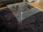 Glazen salontafel, RVS poten, Ophalen, Modern design, 50 tot 100 cm, Vierkant