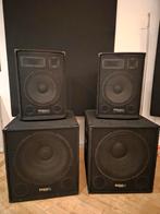Ibiza Sound Speakerset - 2x Sub, 2x Top, Audio, Tv en Foto, Luidsprekers, Gebruikt, Overige typen, 120 watt of meer, Ophalen