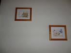set van 4 handgeborduurde ingelijste jaargetijden, Huis en Inrichting, Woonaccessoires | Schilderijen, Tekeningen en Foto's, Minder dan 50 cm
