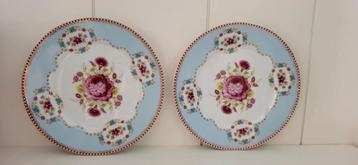 2x Pip Studio Floral Gebaksbordjes Blauw beschikbaar voor biedingen
