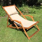 Originele vintage strandstoel jaren 60, Ophalen, Gebruikt, Hout, Verstelbaar