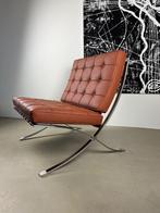 Design loungefauteuil retrostijl echt leer cognac, Nieuw, 75 tot 100 cm, Metaal, 75 tot 100 cm