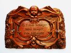 Groot houtgesneden gevel ornament engel spreuk Als 't Gode.., Antiek en Kunst, Ophalen of Verzenden