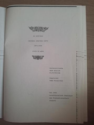 Johannes Josephus Aarts - Doctoraalstudie H. Wielick beschikbaar voor biedingen