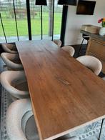 Eiken boomstamtafel 260x100x78 - 6cm massief, Ophalen, 200 cm of meer, 50 tot 100 cm, Zo goed als nieuw